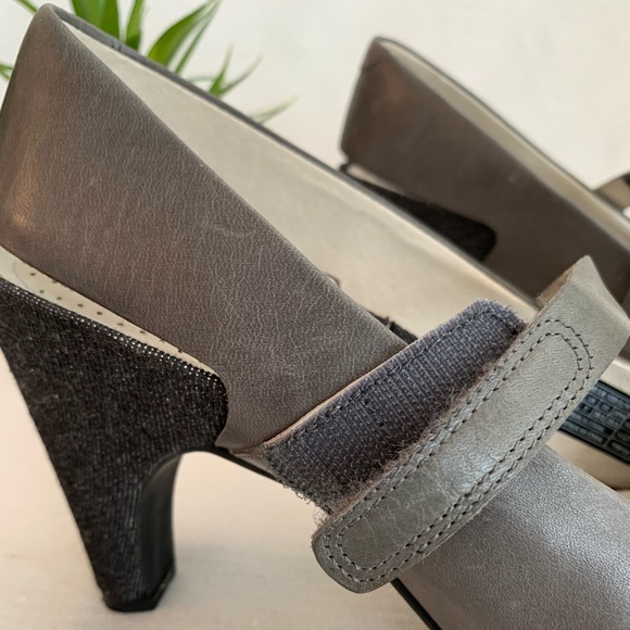 Tsubo Acrea Gray Leather Mary Jane Slingback Denim Heels Woman’s 8.5 - Picture 8 of 12